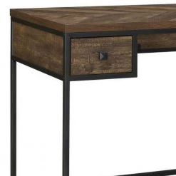 47.25 in. Rectangle Brown 2 Drawers Writing Desk with Herringbone Inlays by Benjara -Cheap Benjara Store brown benjara writing desks bm246098 4f 1000