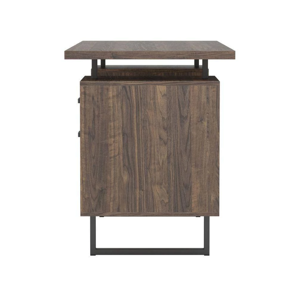 60 in. Rectangular Brown Wood 3 Drawer Office Writing Desk with Floating Top and File Cabinet by Benjara 4 60 in. Rectangular Brown Wood 3 Drawer Office Writing Desk with Floating Top and File Cabinet by Benjara - Image 4