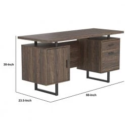 60 in. Rectangular Brown Wood 3 Drawer Office Writing Desk with Floating Top and File Cabinet by Benjara 10 60 in. Rectangular Brown Wood 3 Drawer Office Writing Desk with Floating Top and File Cabinet by Benjara -Cheap Benjara Store brown benjara writing desks bm246101 44 1000