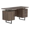 60 in. Rectangular Brown Wood 3 Drawer Office Writing Desk with Floating Top and File Cabinet by Benjara