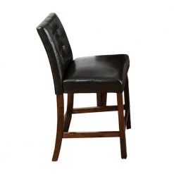 Brown Cherry and Black Counter Height Chair (Set of 2) by Benjara