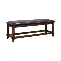 16 in. L x 48 in. W x 18.5 in. H Meagan I Transitional Style Brown Cherry Wooden Bench by Benjara
