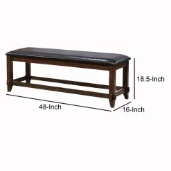 16 in. L x 48 in. W x 18.5 in. H Meagan I Transitional Style Brown Cherry Wooden Bench by Benjara -Cheap Benjara Store brown cherry benjara bedroom benches bm123895 fa 1000