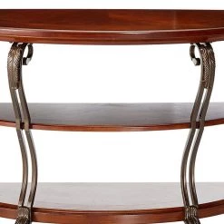 May 48 in. Brown Cherry Standard Half Moon Wood Console Table with Storage by Benjara -Cheap Benjara Store brown cherry benjara console tables bm122961 1f 1000