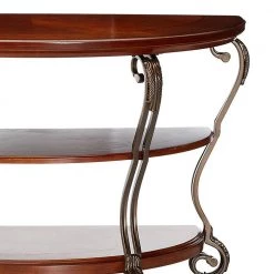 May 48 in. Brown Cherry Standard Half Moon Wood Console Table with Storage by Benjara -Cheap Benjara Store brown cherry benjara console tables bm122961 c3 1000