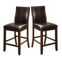 Townsend II Leatherette Brown Parson Chair Counter Height Chair (Set Of 2) by Benjara