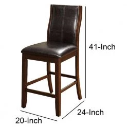 Townsend II Leatherette Brown Parson Chair Counter Height Chair (Set Of 2) by Benjara -Cheap Benjara Store brown cherry benjara dining chairs bm122994 fa 1000