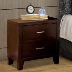 2-Drawers Brown Cherry Enrico Nightstand (24 in. H x 22 in. W x 16 in. D) by Benjara -Cheap Benjara Store brown cherry benjara nightstands bm123047 31 1000