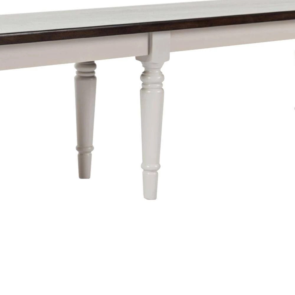 14 in. L x 76 in. W x 18 in. H Dark Brown & Light Gray Wooden Armless Bench with Turned Feet by Benjara 4 14 in. L x 76 in. W x 18 in. H Dark Brown & Light Gray Wooden Armless Bench with Turned Feet by Benjara - Image 4