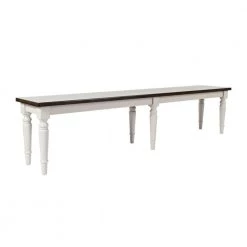 14 in. L x 76 in. W x 18 in. H Dark Brown & Light Gray Wooden Armless Bench with Turned Feet by Benjara