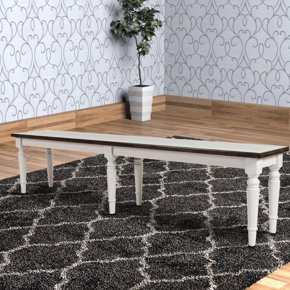 14 in. L x 76 in. W x 18 in. H Dark Brown & Light Gray Wooden Armless Bench with Turned Feet by Benjara 7 14 in. L x 76 in. W x 18 in. H Dark Brown & Light Gray Wooden Armless Bench with Turned Feet by Benjara - Image 7