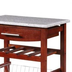 Spacious Gray and Brown Wooden Kitchen Island with Granite Inlaid Top by Benjara -Cheap Benjara Store brown with granite top benjara kitchen islands bm16752 c3 1000