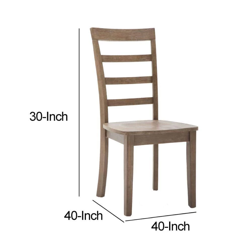 Moe 18 in. Brushed Brown Wood Ladder Back Dining Chair (Set of 2) by Benjara 6 Moe 18 in. Brushed Brown Wood Ladder Back Dining Chair (Set of 2) by Benjara - Image 6