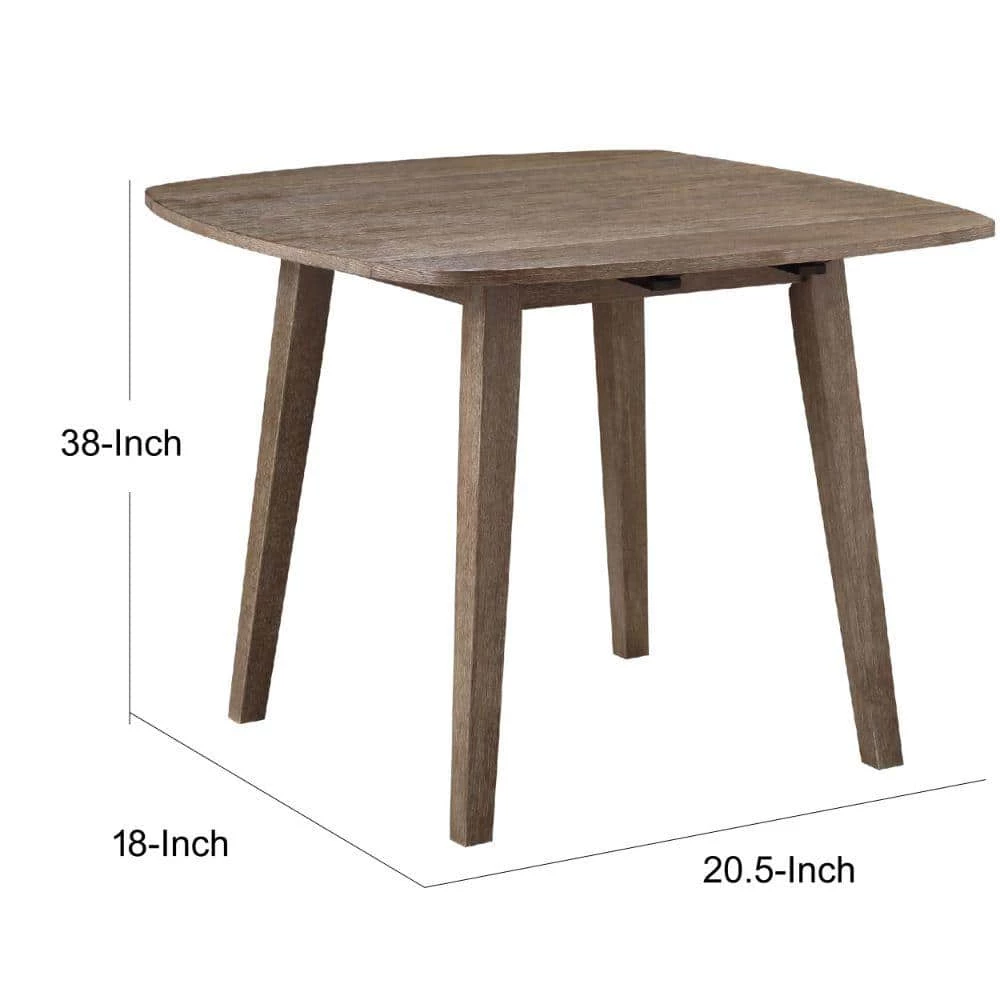 Moe 20.5 in. Brushed Brown Wood 2-Drop Leaves Dining Table by Benjara 6 Moe 20.5 in. Brushed Brown Wood 2-Drop Leaves Dining Table by Benjara - Image 6