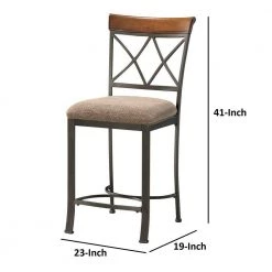 Hamilton 41 in. Faux Cherry High Back Metal Counter Stool by Benjara -Cheap Benjara Store brushed faux cherry benjara bar stools pwc 697 430 44 1000