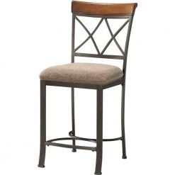 Hamilton 41 in. Faux Cherry High Back Metal Counter Stool by Benjara