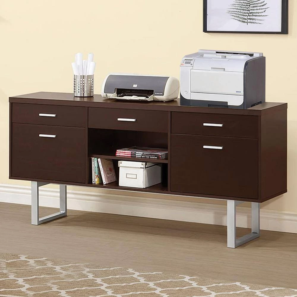 Spacious Cappuccino 5-Drawer Credenza Desk 15.5 in. L x 60 in. W x 30 in. H by Benjara 4 Spacious Cappuccino 5-Drawer Credenza Desk 15.5 in. L x 60 in. W x 30 in. H by Benjara - Image 4