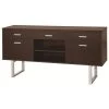 Spacious Cappuccino 5-Drawer Credenza Desk 15.5 in. L x 60 in. W x 30 in. H by Benjara