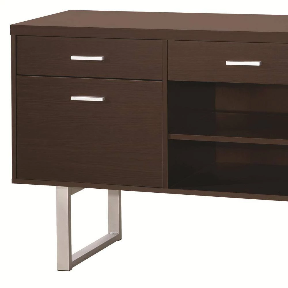 Spacious Cappuccino 5-Drawer Credenza Desk 15.5 in. L x 60 in. W x 30 in. H by Benjara 2 Spacious Cappuccino 5-Drawer Credenza Desk 15.5 in. L x 60 in. W x 30 in. H by Benjara - Image 2