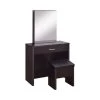 Stylish 2-Piece Brown Vanity Set with Hidden Mirror Storage and Lift Top Stool by Benjara