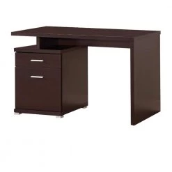Contemporary 47.25 in. Rectangle Brown Wood 1-Drawer Writing Desk with Cabinet by Benjara