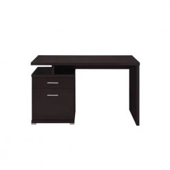 Contemporary 47.25 in. Rectangle Brown Wood 1-Drawer Writing Desk with Cabinet by Benjara -Cheap Benjara Store cappuccino brown benjara writing desks bm156221 c3 1000