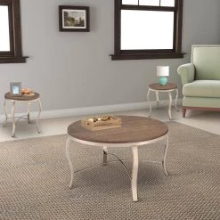 Transitional Wicklow 3-Piece Champagne Metal and Glass Table Set by Benjara -Cheap Benjara Store champagne benjara coffee tables bm131436 31 1000