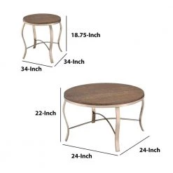 Transitional Wicklow 3-Piece Champagne Metal and Glass Table Set by Benjara -Cheap Benjara Store champagne benjara coffee tables bm131436 44 1000