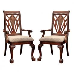 Traditional Cherry Arm Chair (Set of 2) by Benjara