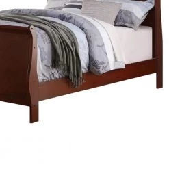 Clean and Convenient Cherry Finish Full Size Wooden Bed by Benjara -Cheap Benjara Store cherry benjara panel beds bm168406 1f 1000
