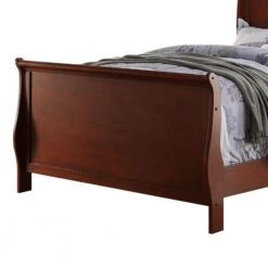 Clean and Convenient Cherry Finish Full Size Wooden Bed by Benjara -Cheap Benjara Store cherry benjara panel beds bm168406 4f 1000