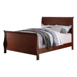 Magnificent Cherry Twin Size Wooden Bed by Benjara