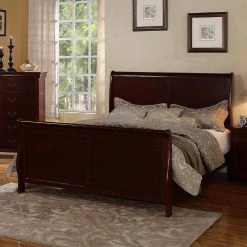 Cherry Astonishing Queen Louis Phillippe Platform Bed by Benjara 7 Cherry Astonishing Queen Louis Phillippe Platform Bed by Benjara -Cheap Benjara Store cherry benjara sleigh beds bm171679 31 1000