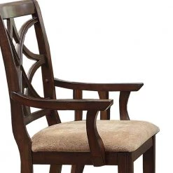 Cherry Brown and Beige Solid Wooden Arm Chair with Beige Fabric Seat (Set Of 2) by Benjara -Cheap Benjara Store cherry brown and beige benjara accent chairs bm179936 1f 1000