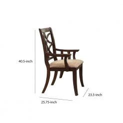 Cherry Brown and Beige Solid Wooden Arm Chair with Beige Fabric Seat (Set Of 2) by Benjara -Cheap Benjara Store cherry brown and beige benjara accent chairs bm179936 44 1000