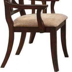 Cherry Brown and Beige Solid Wooden Arm Chair with Beige Fabric Seat (Set Of 2) by Benjara -Cheap Benjara Store cherry brown and beige benjara accent chairs bm179936 4f 1000