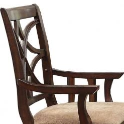 Cherry Brown and Beige Solid Wooden Arm Chair with Beige Fabric Seat (Set Of 2) by Benjara -Cheap Benjara Store cherry brown and beige benjara accent chairs bm179936 c3 1000