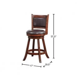 Eva 37.5 in. Cherry Brown Wood Frame Swivel Counter Stool Faux Leather by Benjara 8 Eva 37.5 in. Cherry Brown Wood Frame Swivel Counter Stool Faux Leather by Benjara -Cheap Benjara Store cherry brown benjara bar stools bm274312 40 1000