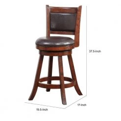 Eva 37.5 in. Cherry Brown Wood Frame Swivel Counter Stool Faux Leather by Benjara 11 Eva 37.5 in. Cherry Brown Wood Frame Swivel Counter Stool Faux Leather by Benjara -Cheap Benjara Store cherry brown benjara bar stools bm274312 44 1000