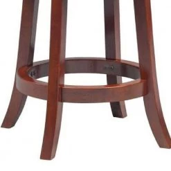 Gia 37.5 in. Cherry Brown High Back Solid Wood Swivel Counter Stool With Faux Leather Seat by Benjara -Cheap Benjara Store cherry brown benjara bar stools bm274341 1f 1000