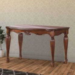 54 in. Cherry Brown Standard Rectangle Wood Console Table with Carved Details by Benjara -Cheap Benjara Store cherry brown benjara console tables bm185844 31 1000