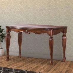54 in. Cherry Brown Standard Rectangle Wood Console Table with Carved Details by Benjara -Cheap Benjara Store cherry brown benjara console tables bm185844 fa 1000
