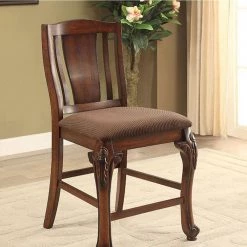 Johannesburg Traditional Brown Cherry Counter Height Chair (Set of 2) by Benjara -Cheap Benjara Store cherry brown benjara dining chairs bm131797 31 1000