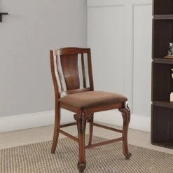 Johannesburg Traditional Brown Cherry Counter Height Chair (Set of 2) by Benjara -Cheap Benjara Store cherry brown benjara dining chairs bm131797 c3 1000