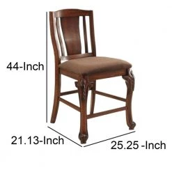 Johannesburg Traditional Brown Cherry Counter Height Chair (Set of 2) by Benjara -Cheap Benjara Store cherry brown benjara dining chairs bm131797 fa 1000