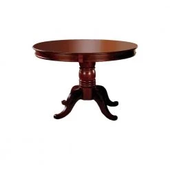 48 in. L Cherry Brown Transitional Wooden Table with Round Top and Pedestal Base by Benjara