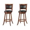 42.25 in. H Contemporary Chestnut Brown with Upholstered Seat Wooden Bar Stool (Set of 2) by Benjara