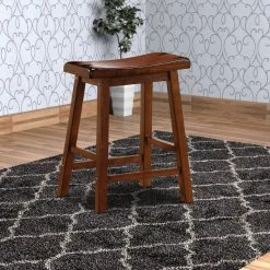 23.75 in. Chestnut Brown Backless Wooden Frame Casual Counter Height Stool (Set of 2) by Benjara -Cheap Benjara Store chestnut brown benjara bar stools bm69427 31 1000