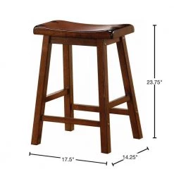 23.75 in. Chestnut Brown Backless Wooden Frame Casual Counter Height Stool (Set of 2) by Benjara -Cheap Benjara Store chestnut brown benjara bar stools bm69427 40 1000