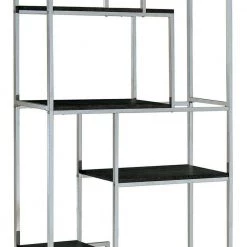 Elvira Contemporary Chrome Finish Display Shelf with Open shelving by Benjara -Cheap Benjara Store chrome benjara accent cabinets bm122819 4f 1000